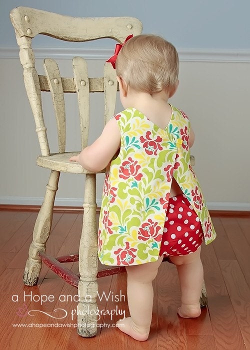 PDF Dress Pattern - Easy Reversible Baby Dress Sewing Pattern with Open Back