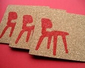 Eco Eames Chair Cork Coasters (Set of 6 - Gocco Printed)