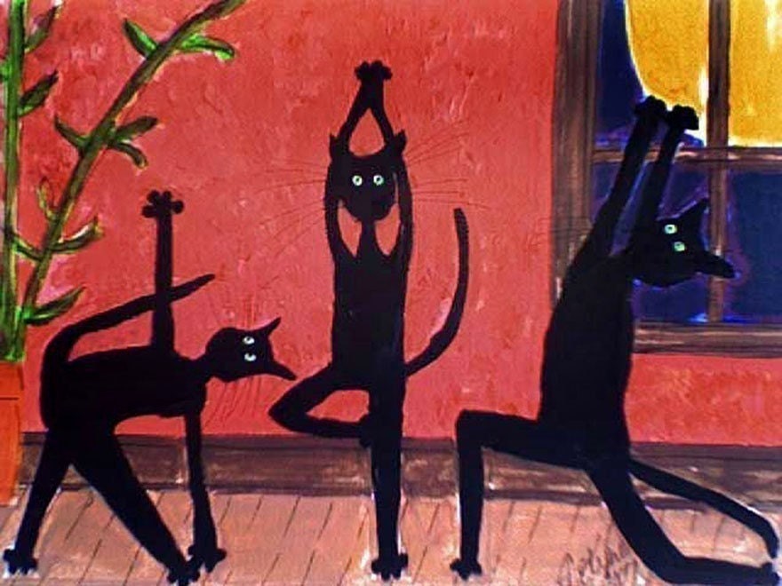 Cat Art - Cats Doing Yoga - Blank Note Cards