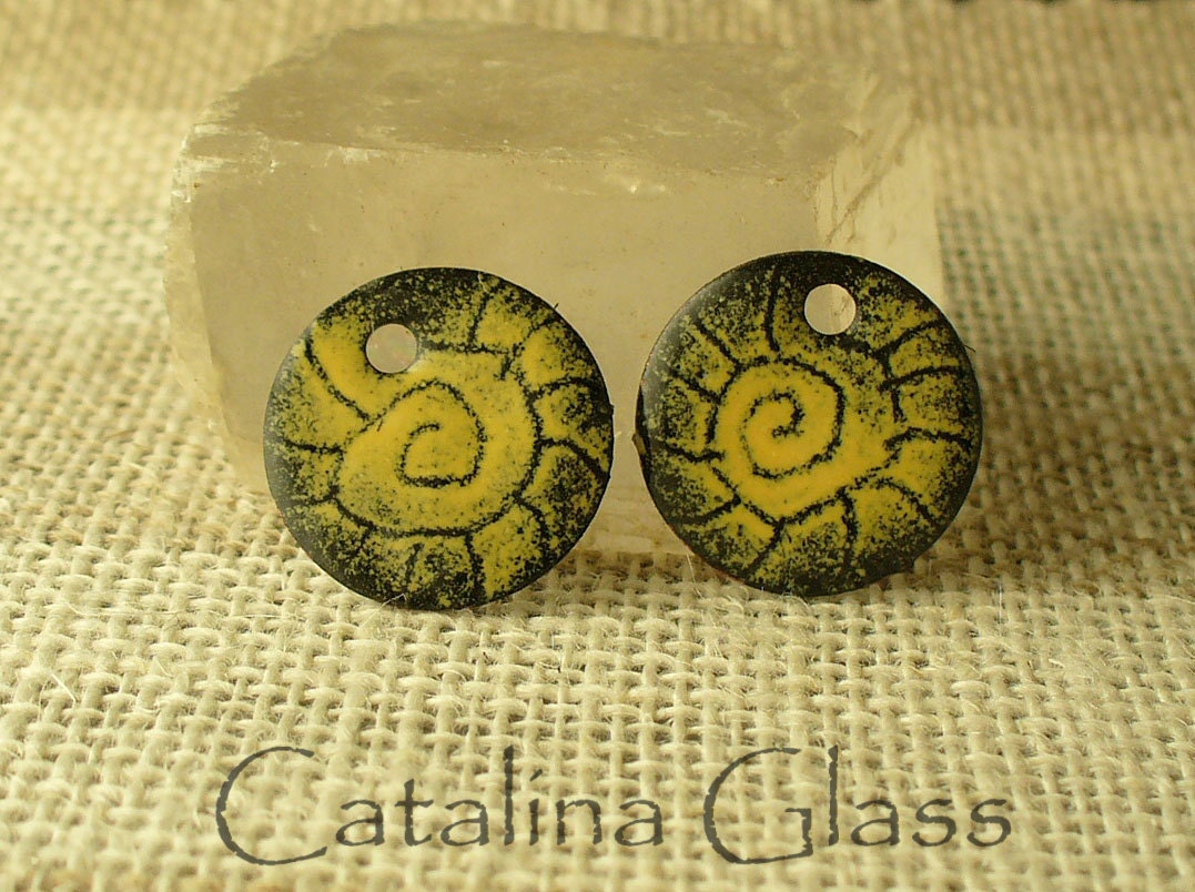 Ammonite Enameled Disks by Catalina Glass