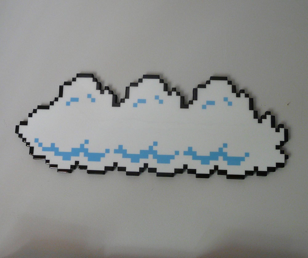 every cloud has a pixellated lining (number 3) - 8 bit cloud art