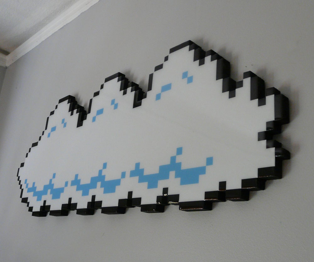 every cloud has a pixellated lining (number 3) - 8 bit cloud art