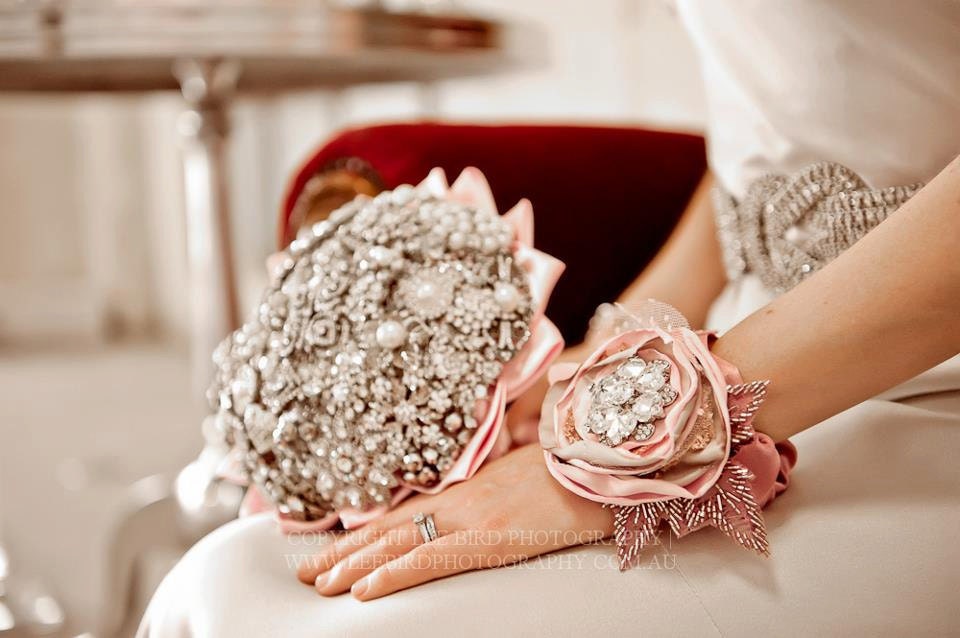 Lillybuds Luxurious Medium Silver Wedding Brooch Bouquet