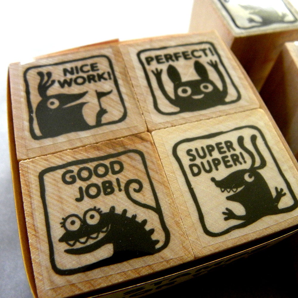 Monster rubber stamps for teachers -- yay version