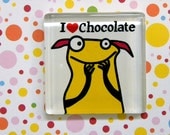 I Love Chocolate -- square glass monster magnet
