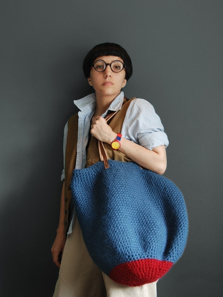 The New England Tote Denim and Cranberry