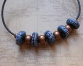 Blue and Copper and Polymer Bead Necklace