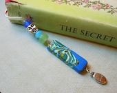 Beaded Polymer and Glass Silver Tone Bookmark
