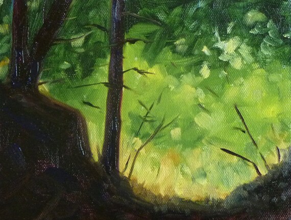 Landscape Oil Painting, Original, 6x8 Canvas, Forest Scene, Tree Landscape, Wall Decor