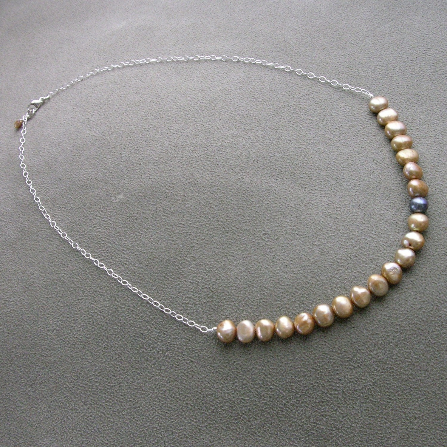 Champagne and Navy Pearl Necklace