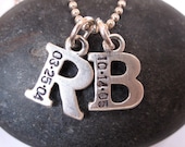 Mommy necklace TWO letters Hand stamped jewelry initial charm necklace