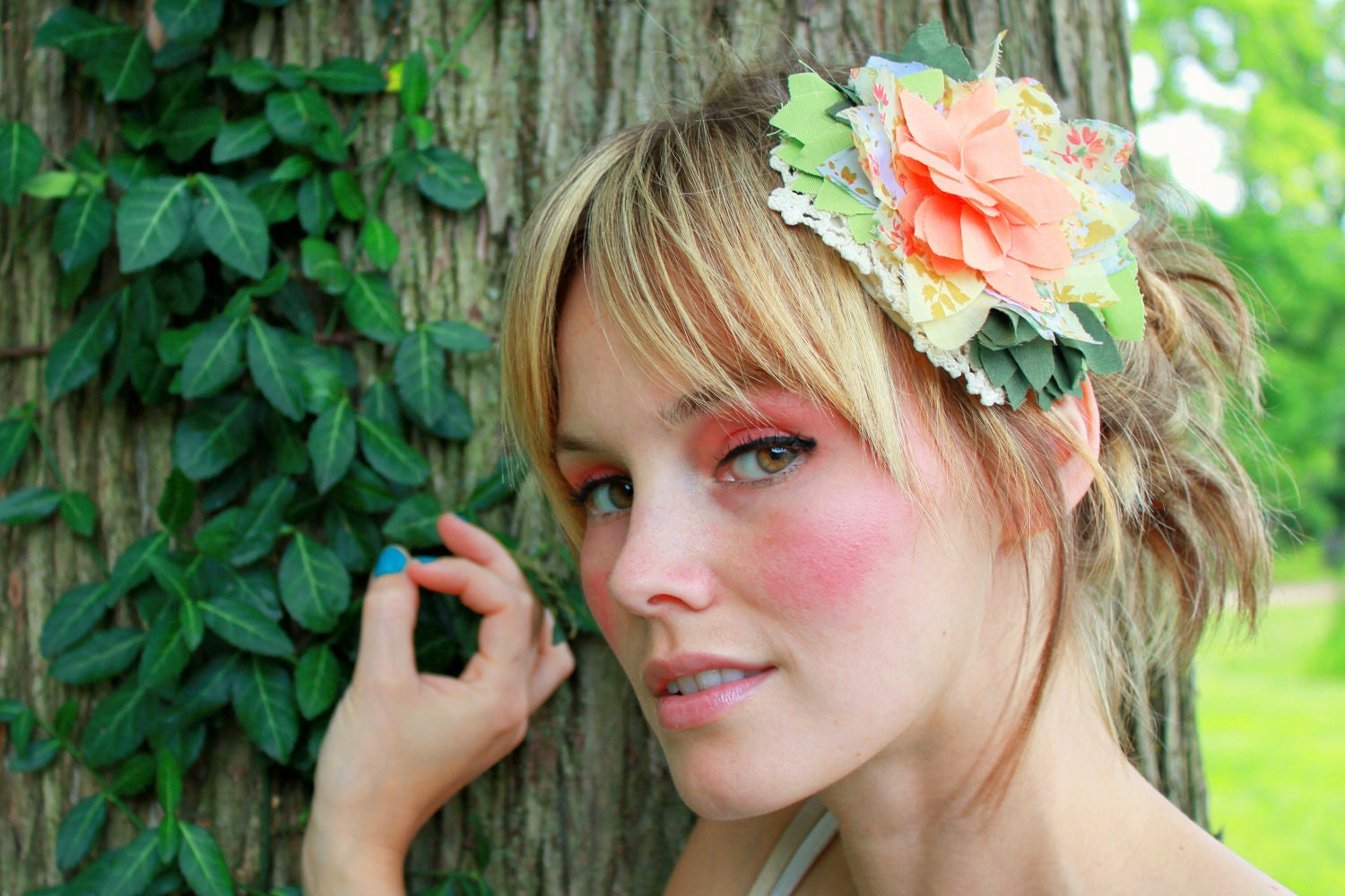 Hello Dolly Doily Headband - Coral