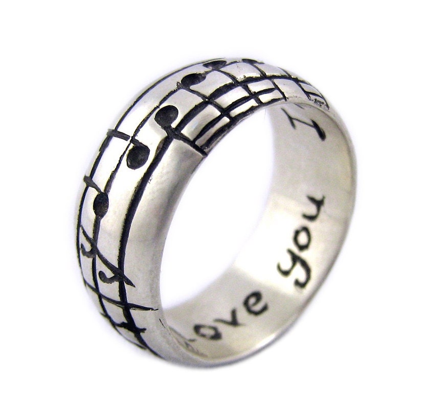 Personalized Song Ring - Custom Ring - Sterling Silver Ring - Gifts for Him - Gifts for Her - Handmade Sheet Music Jewelry - Rickson