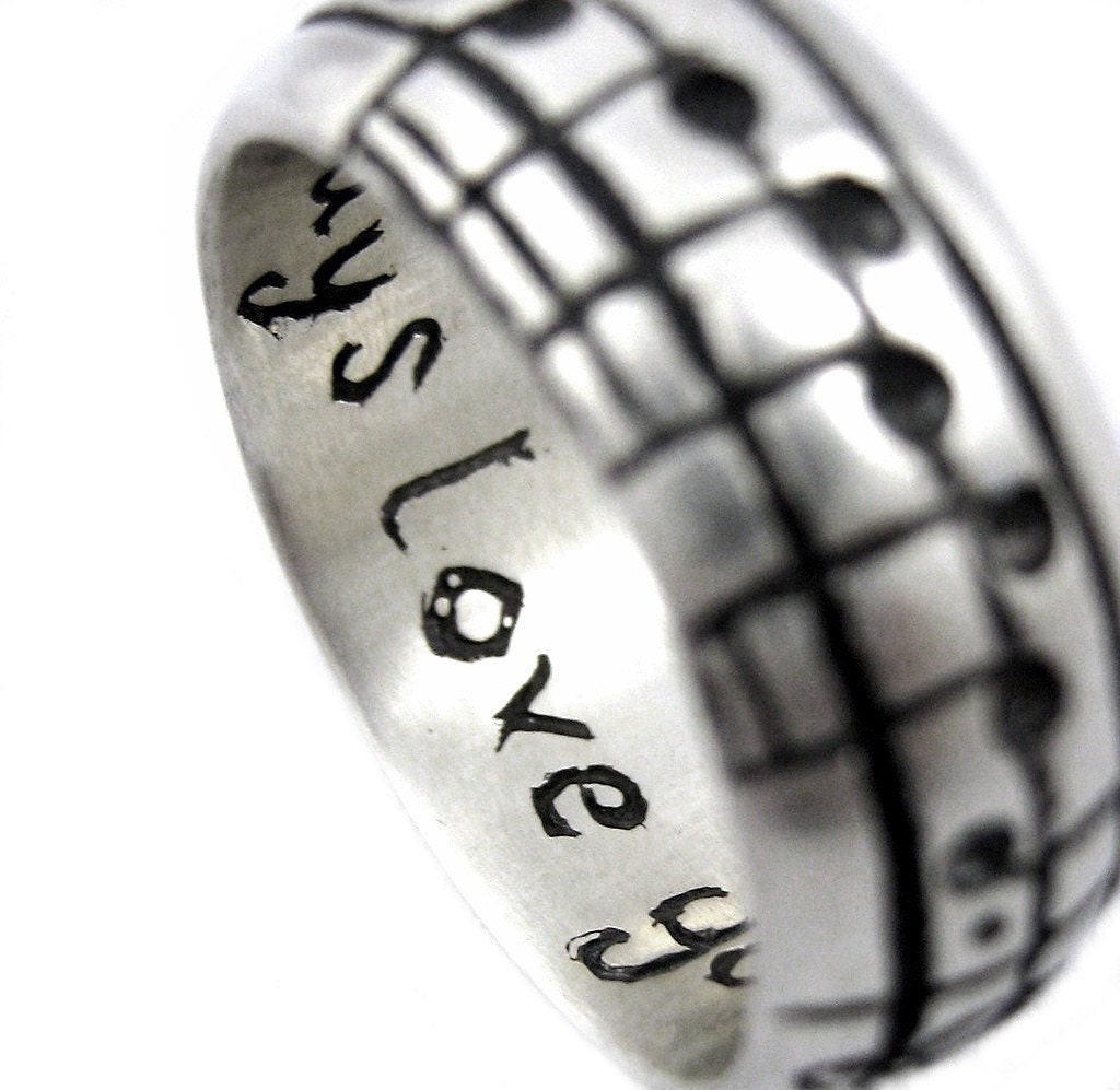 Personalized Music Ring Custom Sterling by Ricksonjewellery