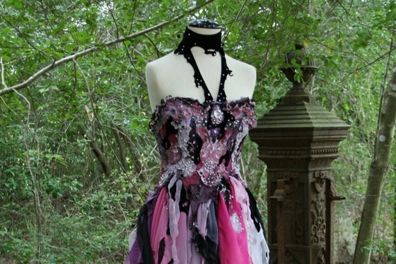 Dream Bohemian Fantasy Steampunk Vampire Goth Witch Wedding Gown OOAK