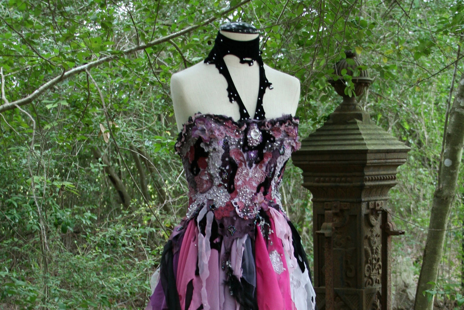 Dream Bohemian Fantasy Steampunk Vampire Goth Witch Wedding Gown OOAK