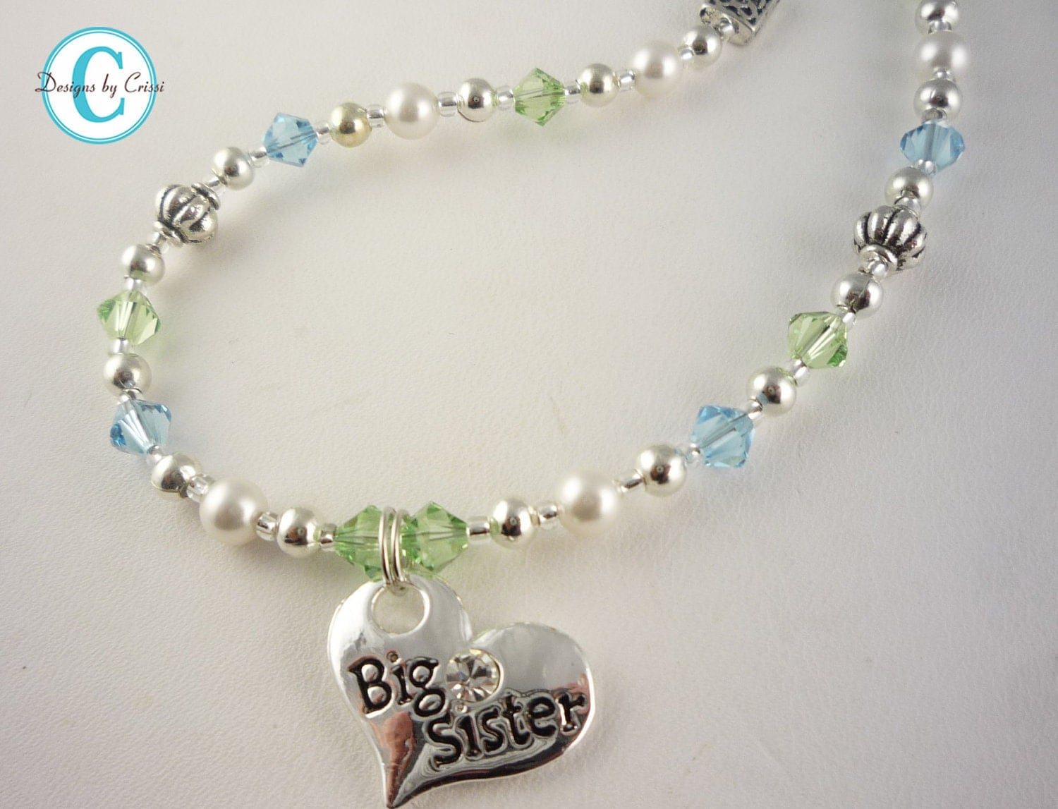 Sisters Necklace on Big Sister Necklace  Big Sis Or Little Lil Sis Swarovski Silver Charm