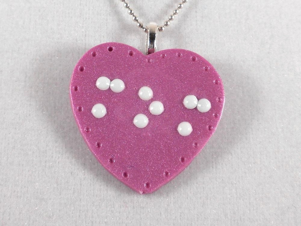 Braille Heart Pendant Personalized Braille by BlueTurtleCrafts