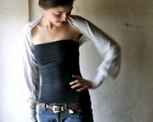 White jersey shrug, long sleeved womens crop top - bridal bolero
