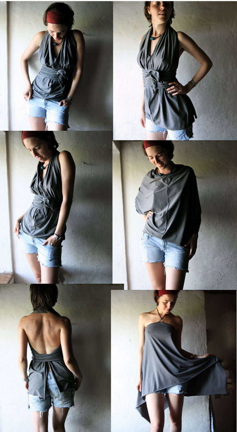 Multifunctional dress - top - skirt in cotton jersey - 10 ways to wear