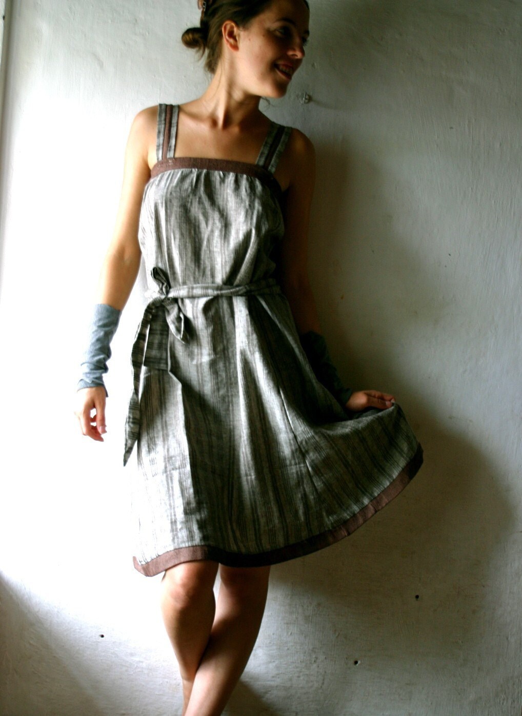 Light Brown Linen Tunic dress by larimeloom on Etsy