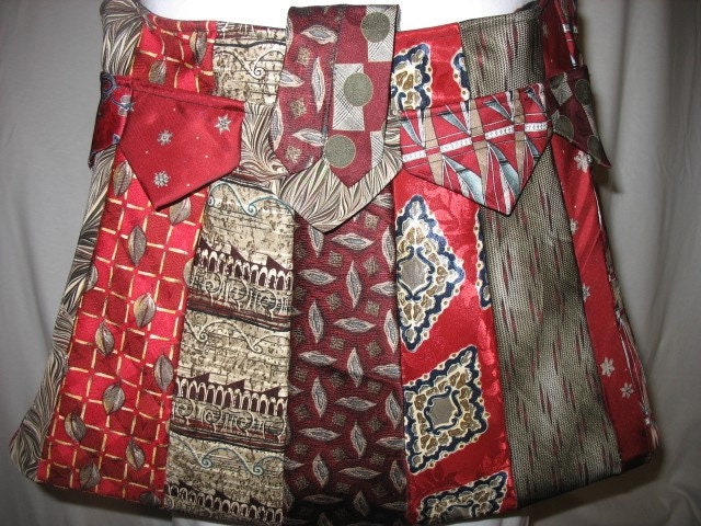 Glamarita TIE ME UP TIE ME DOWN Necktie Tote Bag in Khaki Brown and Red