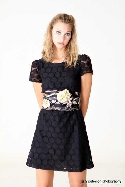 Glamarita Necktie Belt Black and Gold All Sizes Avaialble MADE TO ORDER