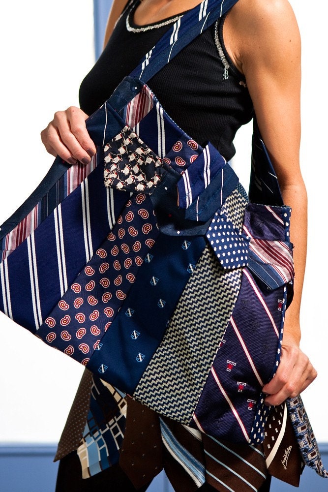 Glamarita Necktie Purse in Navy and Red MADE TO ORDER