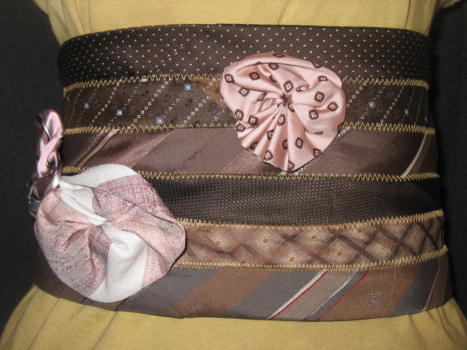 Glamarita Tie Me Up Tie Me Down in Pink Mocha CORSET CUMMERBUND BELT All Sizes Available