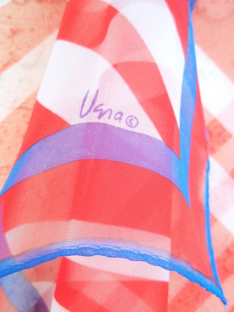 Sheer Op-Art - a vintage 1970's Vera Neumann hand-painted scarf