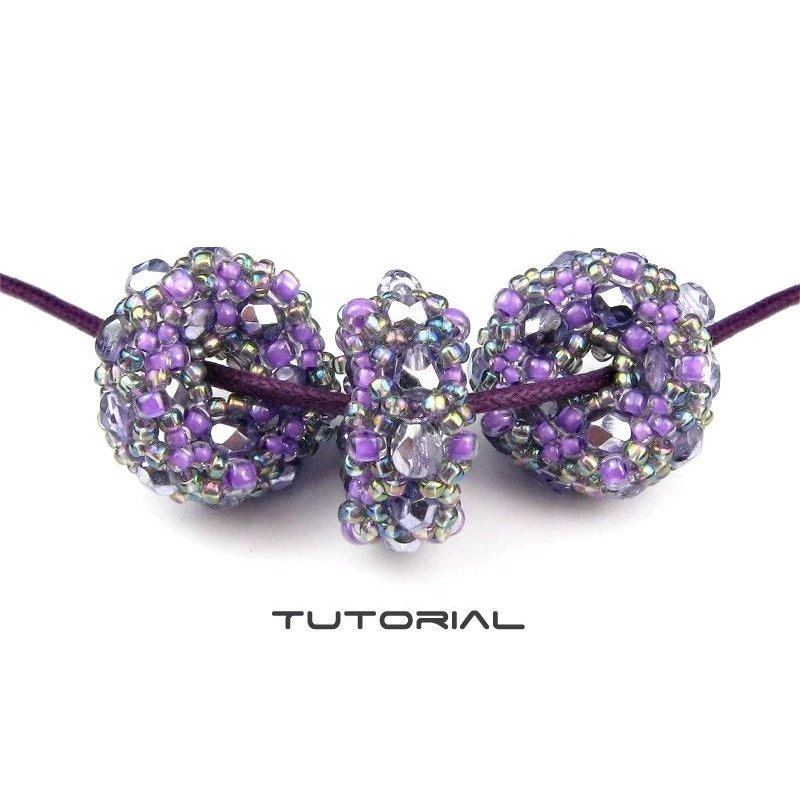 Beading Tutorial, Beaded Bead Pattern, Beadweaving Instructions, Firepolished Crystals and Seed Beads: CORONA BEADS