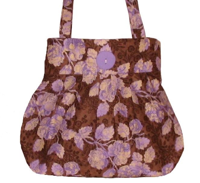 Large Pleated Bag - Chocolate and Lavender