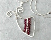 Royal Harp of David, sterling silver and garnet pendant.