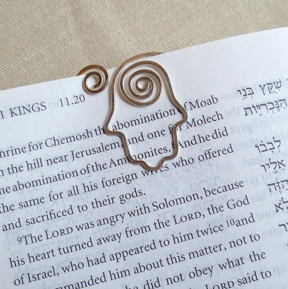 Hamsa, sterling silver clip style bookmark, original design by NORIK
