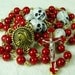 Muertos Skull Rosary with Lady of Guadalupe in Gold and Red