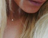 Dainty Initial Necklace - 14K SOLID GOLD Your Initial Ultra Feminine Initial Monogram Necklace