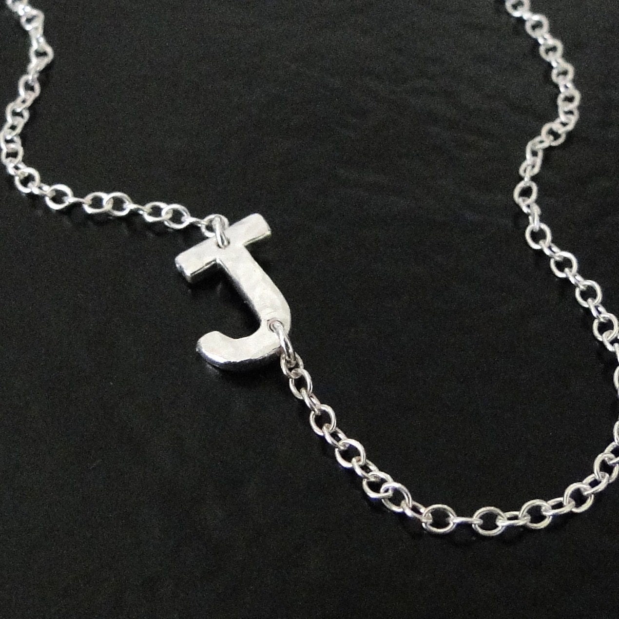Sideways Initial Necklace - Hammered Sterling Silver Necklace - You Asked For It, So Here It Is