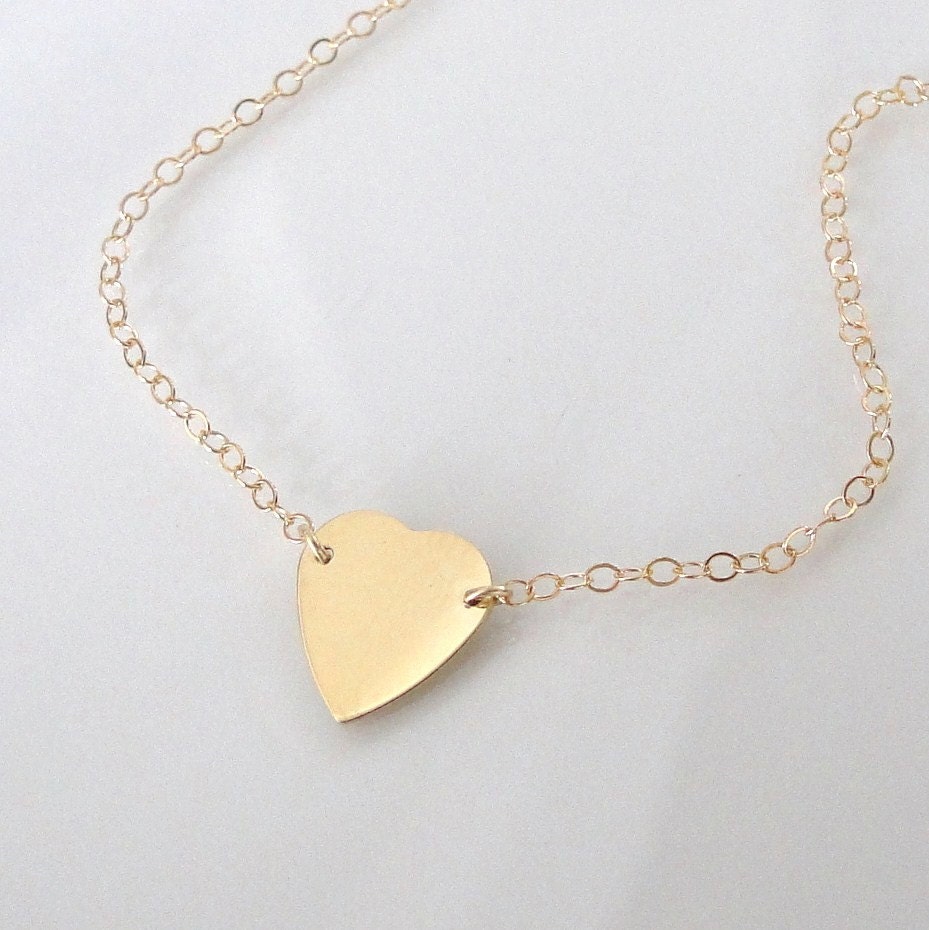 18K Solid Gold Heart Necklace Jewelry for Women， I Love You