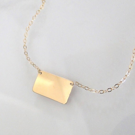 rectangle name plate necklace