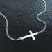 Sideways Cross Necklace - Horizontal Sterling Silver Cross Celebrity Style