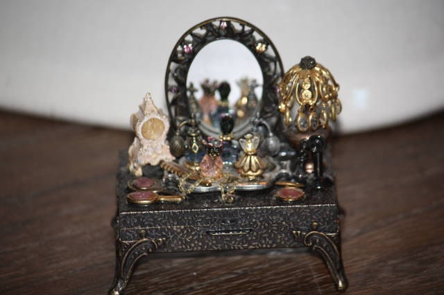Miniature Victorian Boudoir Vanity Trinket Box by Sweet Romance - chasegirl