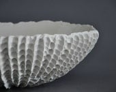 White Extra Large Scallop Serving Bowl - textured porcelain dining centerpiece beach decor