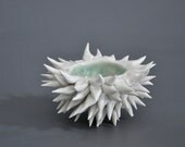 Copper Blue Micro Porcelain Urchin Bowl - Home Decor Sculpture Sea Urchin Anemone