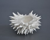 Micro Urchin Bowl - White Vessel Sculpture Art Decor Ceramic Porcelain