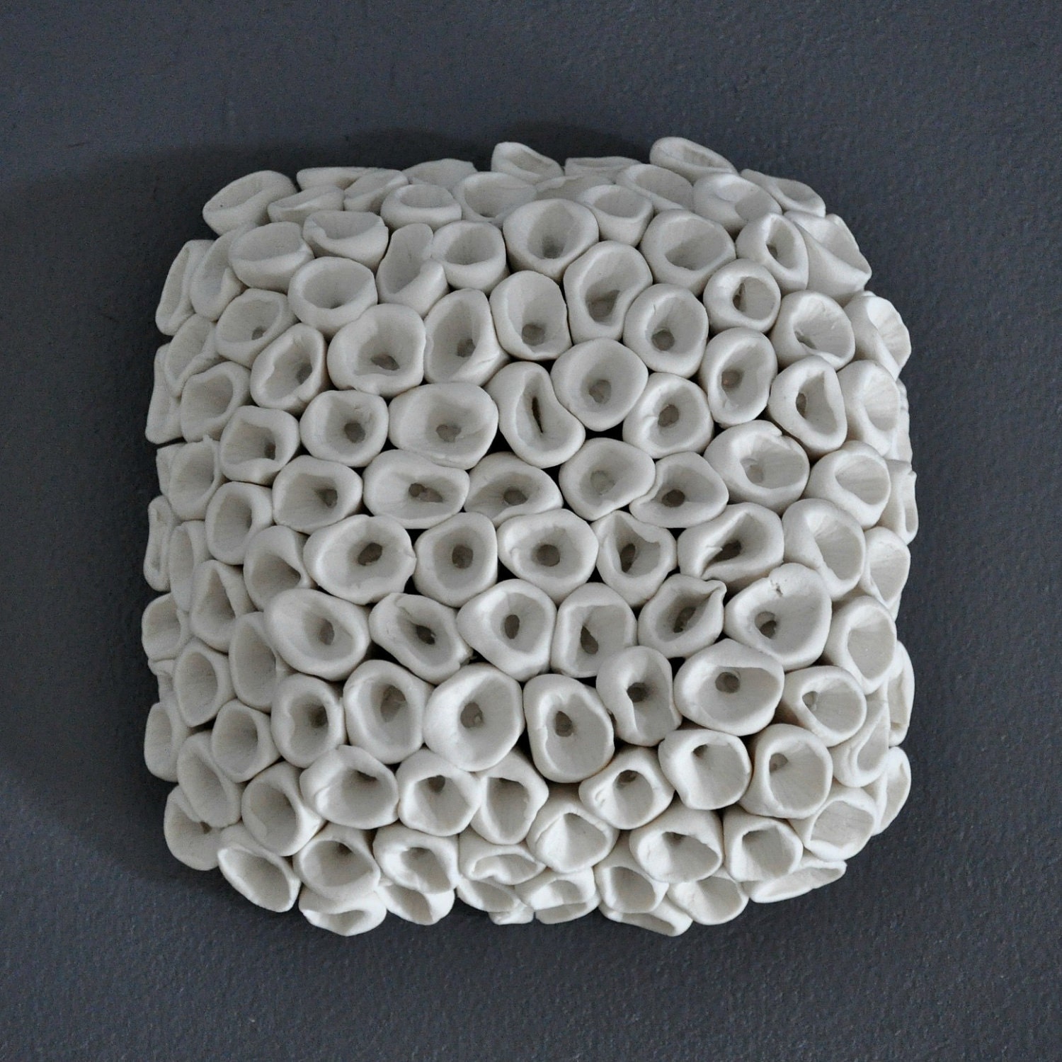 Pair Textured Porcelain Micro Tiles - Wall Sculpture Art Modern 3D Contemporary Modern Installation