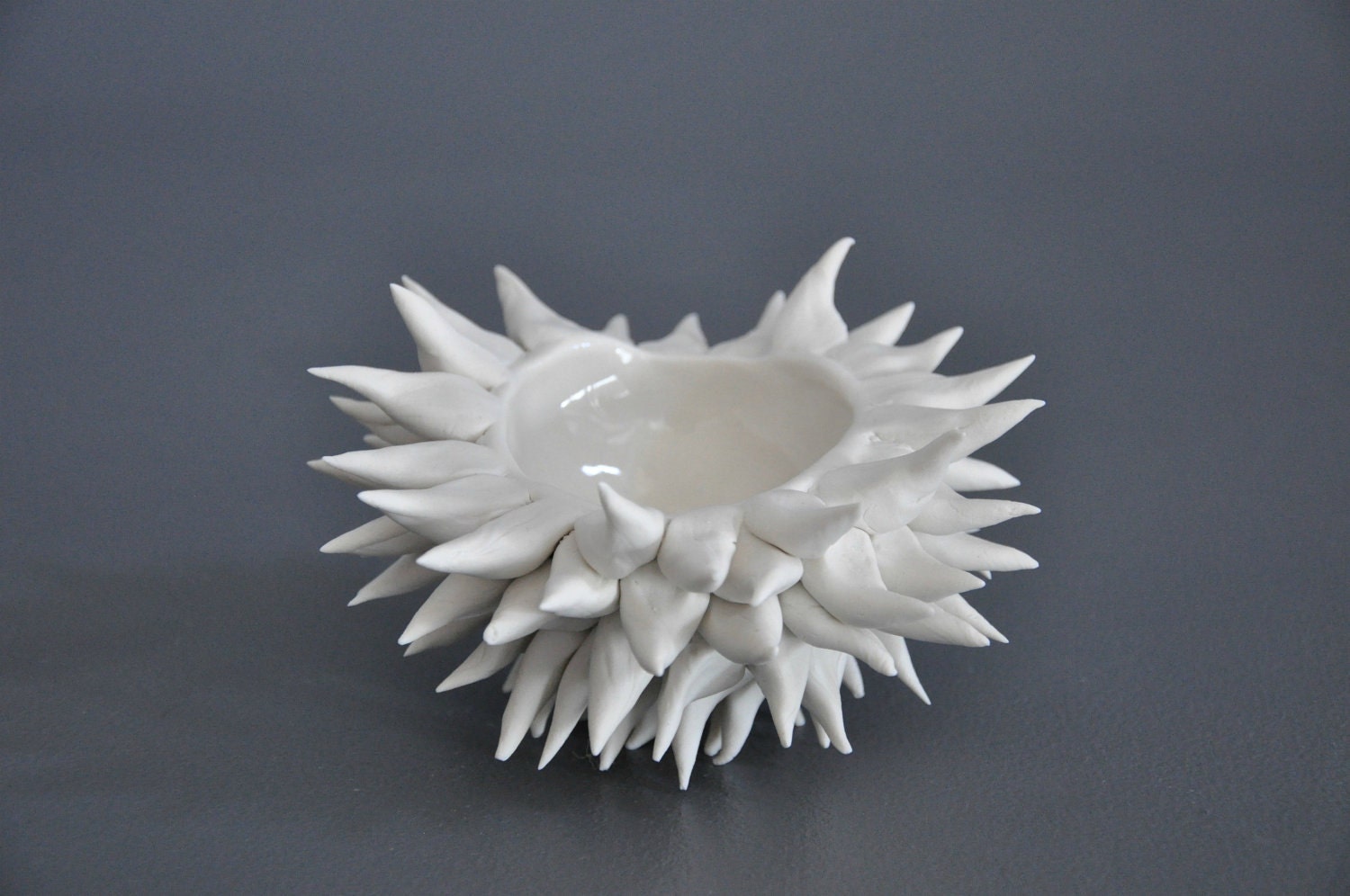 Micro Urchin Bowl - White Vessel Sculpture Art Decor Ceramic Porcelain