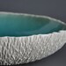 Cerulean Crackle Extra-Large Geode Serving Bowl - White Ceramic Porcelain Dining Centerpiece