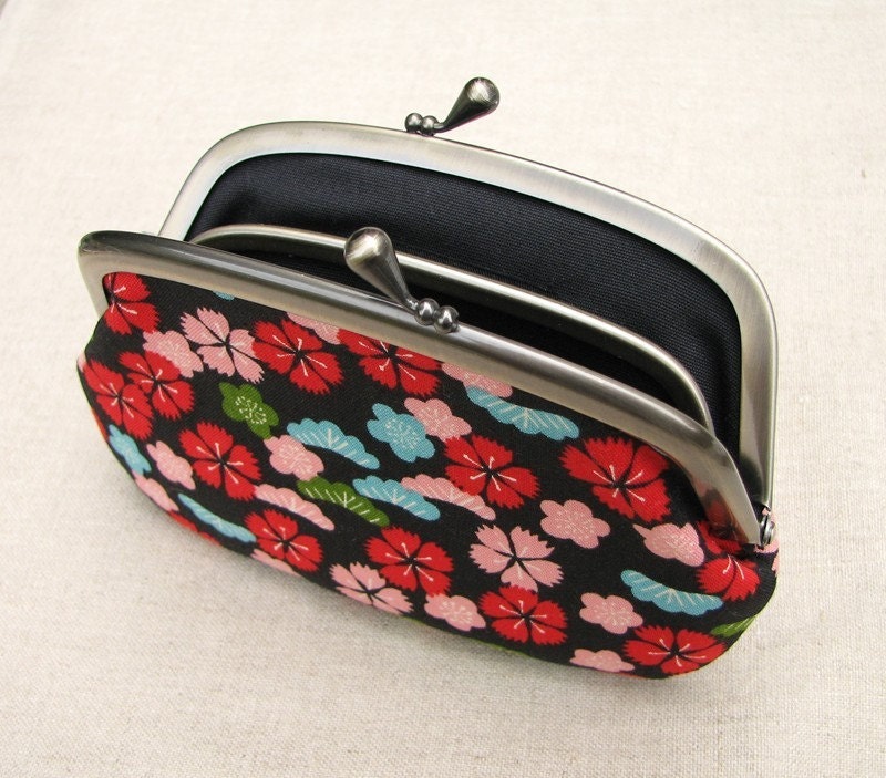 On Sale Frame Purse Pouch with Divider Sakura