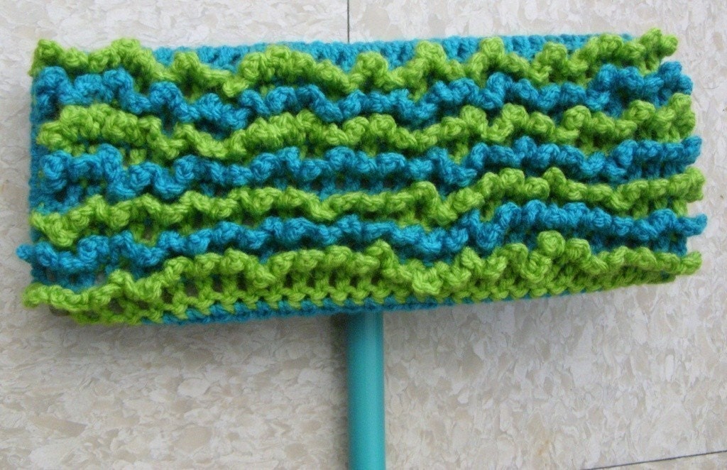 One Turquoise and Lime Green 2-Sided Reusable Swiffer Cloth - The Bright Colorful Ecofriendly Pet Safe Way to Clean