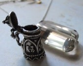 Oktoberfest Necklace- Vintage Stein and Smoky Quartz